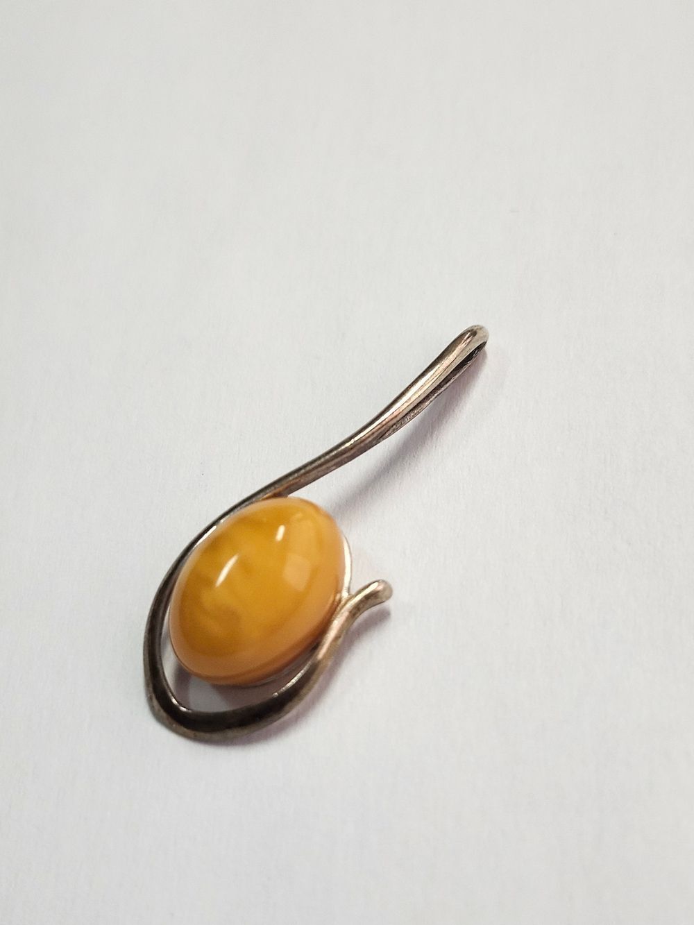 Sterling Silver Pendant 925 With Egg Yolk Yellow Center - Picture 2 of 5